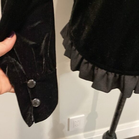 MISS VIOLA Black Crushed Velvet Blouse - Picture 4 of 14